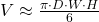  V \approx \frac{\pi \cdot D \cdot W \cdot H}{6} 